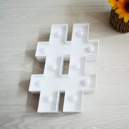 LED Leuchten Doppelkreuz Symbol ''#'', Kunststoff, Warm Licht, mit Batteriebetrieb