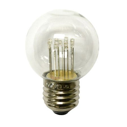 Lichterkette 5M mit 10 Lampen mit 9 LEDs, E27 1W, Dimmbar, Weißes Kabel, Warm Licht, Verbindbar 1000M, für Außen