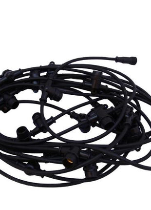 Lichterkette 10M mit 20 LED-Birnen, E27, 2W, Glas, Schwarzes Kabel, Verbindbar 250M, für Außen