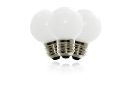 Mattweiß LED-Lampe G45, E27, 1W, Kunststoff, Dimmbar, Warm Licht, für Außen