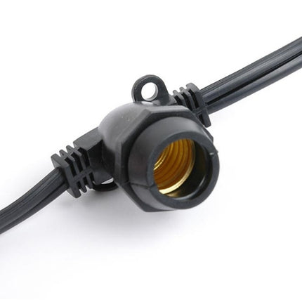 Kabel 5M mit 10 Fassungen E27, Schwarzes Kabel, Verbindbar max. 1000W, für Außen