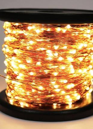 Kupferdraht Lichterkette 50M mit 500 LEDs mit Transformator, Warm Licht, für Außen