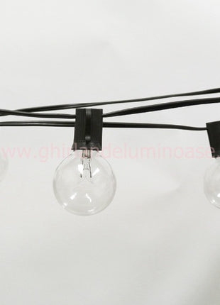 Lichterkette 15M mit 50 + 10 Geschenke Glühlampen Filament E12, 7W, Schwarzes Kabel, Verbindbar 30M, für Außen