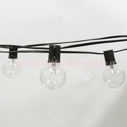 Lichterkette 15M mit 50 + 10 Geschenke Glühlampen Filament E12, 7W, Schwarzes Kabel, Verbindbar 30M, für Außen