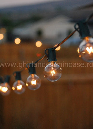 Zickzack Lichterkette 10M mit 25 + 2 Geschenke Glühlampen Filament E12, 10W, Verbindbar 20M, für Außen