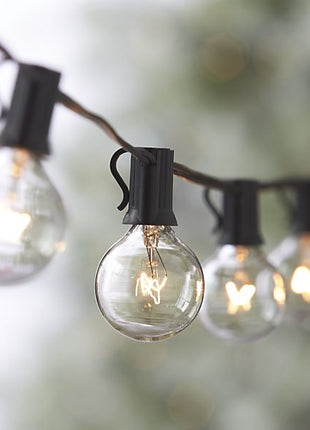 Lichterkette 15M mit 50 + 10 Geschenke Glühlampen Filament E12, 7W, Schwarzes Kabel, Verbindbar 30M, für Außen