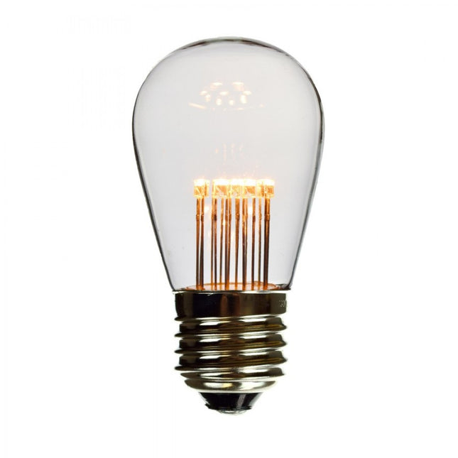 Lichterkette 15M mit 24 LED-Birnen, E27, 1W, Kunststoff, Dimmbar, Weißes Kabel mit Pendel, Verbindbar 650M, für Außen