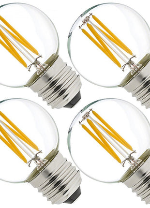 Birne mit 4 LEDs Filament G45, E27, 6W, Kunststoff, Dimmbar, Warm Licht, für Außen