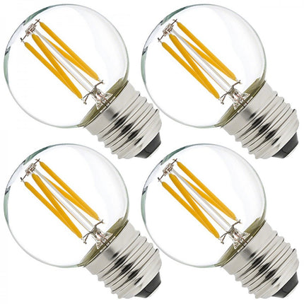 Birne mit 4 LEDs Filament G45, E27, 6W, Kunststoff, Dimmbar, Warm Licht, für Außen
