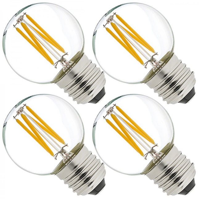 Birne mit 4 LEDs Filament G45, E27, 6W, Kunststoff, Dimmbar, Warm Licht, für Außen