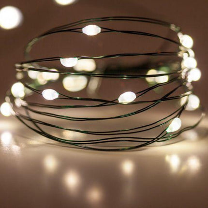 Kupferdraht Lichterkette 30M mit 300 LEDs, Grün Kupfer mit Transformator und Fernbedienung, Warm Licht, für Außen