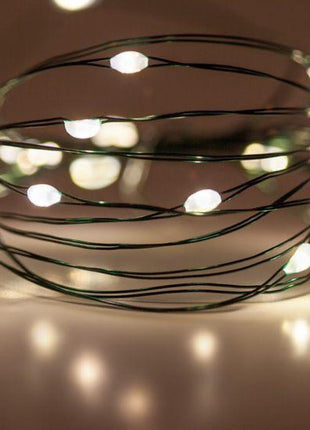 Kupferdraht Lichterkette 10M mit 100 LEDs, Grün Kupfer mit Transformator und Fernbedienung, Warm Licht, für Außen