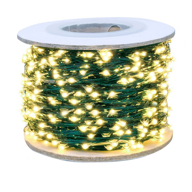 Grün Draht Lichterkette 100M mit 1000 LEDs, Grün Kupfer mit Transformator, Warm Licht, für Außen