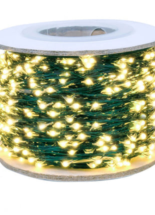 Kupferdraht Lichterkette 50M mit 500 LEDs, Grün Kupfer mit Transformator und Fernbedienung, Warm Licht, für Außen