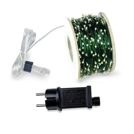 Kupferdraht Lichterkette 100M mit 1000 LEDs, Warm Licht mit Transformator und Fernbedienung, für Außen