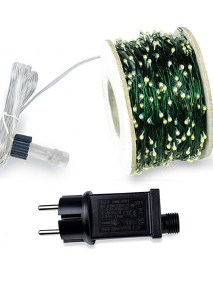 Kupferdraht Lichterkette 30M mit 300 LEDs, Grün Kupfer mit Transformator, Warm Licht, für Außen