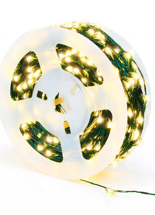 Kupferdraht Lichterkette 20M mit 200 LEDs, Grün Kupfer mit Transformator, Warm Licht, für Außen