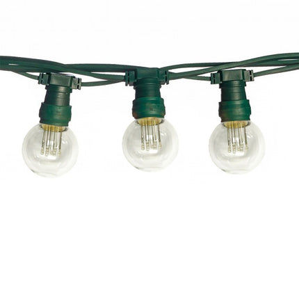 Lichterkette 10M mit 10 Lampen mit 9 LEDs, E27, 1W, Grünes Kabel, Verbindbar max. 1000M, für Außen