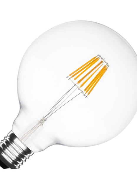 Große Lampe mit 6 LEDs Filament G125, E27, 6W, Glas, Warm Licht, für Außen