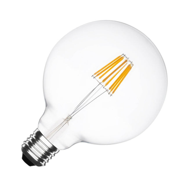 Große Lampe mit 6 LEDs Filament G125, E27, 6W, Glas, Warm Licht, für Außen