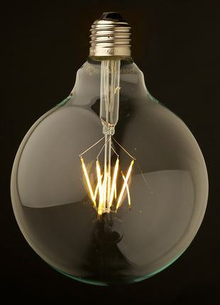 Große Lampe mit 6 LEDs Filament G125, E27, 8W, Glas, 50lm/W, Warm Licht, für Außen