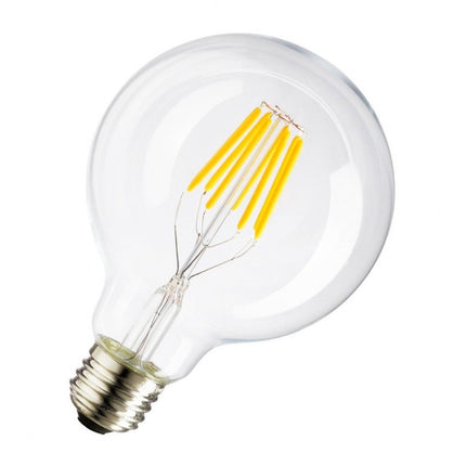 Große Lampe mit 6 LEDs Filament G95, E27, 6W, Glas, Warm Licht, für Außen