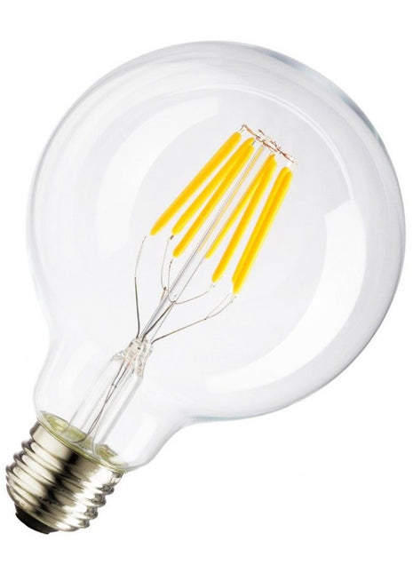 Große Lampe mit 6 LEDs Filament G95, E27, 6W, Glas, Warm Licht, für Außen