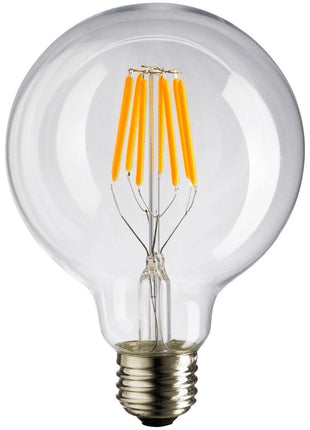 Große Lampe mit 8 LEDs Filament G95, E27, 8W, Glas, Warm Licht, für Außen