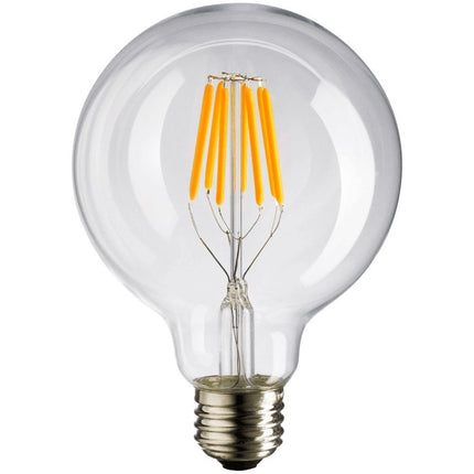 Große Lampe mit 8 LEDs Filament G95, E27, 8W, Glas, Warm Licht, für Außen