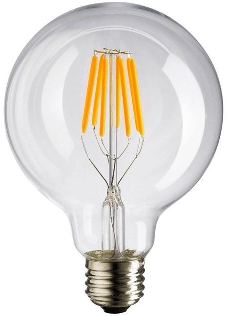 Große Lampe mit 8 LEDs Filament G95, E27, 8W, Glas, Warm Licht, für Außen
