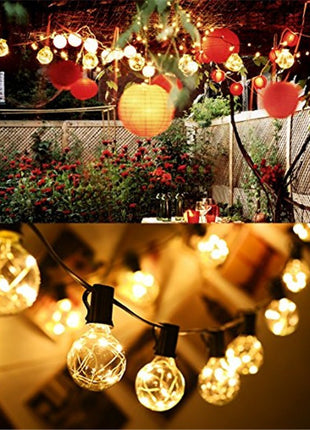 Lichterkette 3,5M mit 12 LED-Lampen E12, Schwarzes Kabel, Verbindbar 14M, für Außen