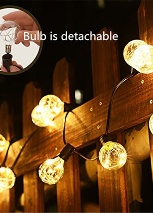 Lichterkette 8,7M mit 30 LED Lampen + 3 Geschenk, E12, Schwarzes Kabel, Warm Licht, für Außen