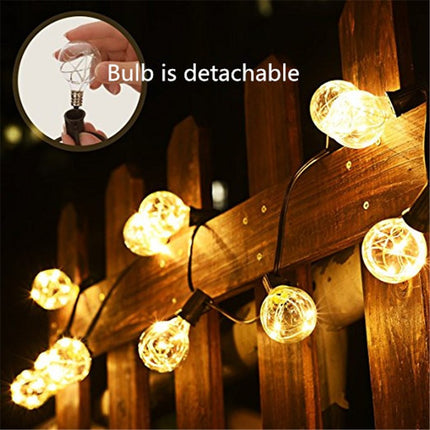 Lichterkette 8,7M mit 30 LED Lampen + 3 Geschenk, E12, Schwarzes Kabel, Warm Licht, für Außen