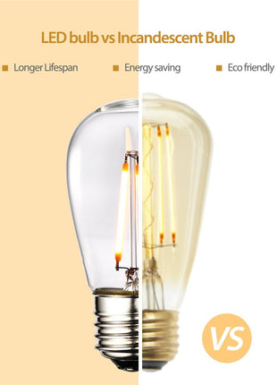 Lichterkette 15M mit 15 Pendel LED-Birnen, E27, 4W, Schwarzes Kabel, Verbindbar 150M, für Außen