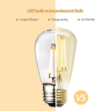 Lichterkette 15M mit 15 Pendel LED-Birnen, E27, 4W, Schwarzes Kabel, Verbindbar 150M, für Außen