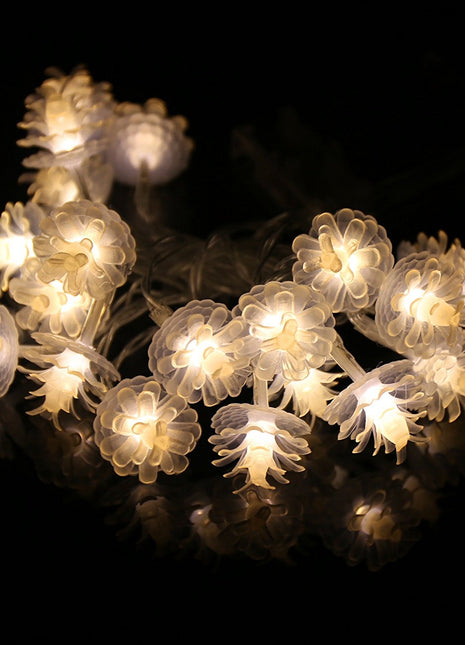 Dekorative Lichterkette 3,3M mit 20 Tannenzapfen mit LEDs, Warm Licht, Batteriebetrieben