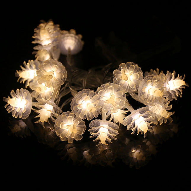 Dekorative Lichterkette 3,3M mit 20 Tannenzapfen mit LEDs, Warm Licht, Batteriebetrieben