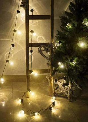 Lichterkette 10M mit 20 Klares LEDs, Schwarzes Kabel, Warmes Licht, Verbindbar 50M, für Außen