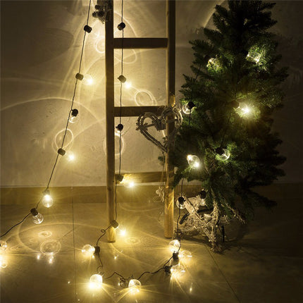 Lichterkette 10M mit 20 Klares LEDs, Schwarzes Kabel, Warmes Licht, Verbindbar 50M, für Außen