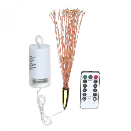 Feuerwerk Lampe mit 120 Mini-LEDs, Kupferdraht, Dimmbar, mit Fernbedienung und Batteriebetrieben, Warm Licht, für Außen