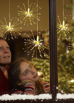 Lichterkette 3,3M mit 5 Feuerwerke, 500 LEDs, Silberdraht, Farbige Licht, Strombetrieben, für Außen