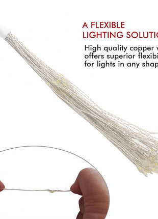 Silberdraht Lichterkette 3,3M mit 5 Feuerwerke, 500 LEDs, Warm Licht, Strombetrieb, für Außen