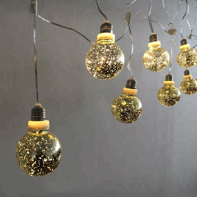 Party Lichterkette 3,6M mit 10 Großen Lampen mit 100 Mini-LEDs, Durchsichtig Kabel, Warm Licht, Strombetrieben, für Außen