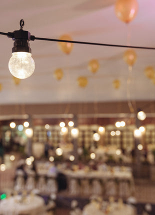 Lichterkette zu vermieten 10M mit 20 Klar Glühlampen-LEDs, Schwarzes Kabel, Warm Licht, Verbindbar 50M, für Außen