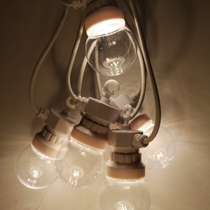 Lichterkette 5M mit 10 Klar LED-Lampen, Weißes Kabel, Natürliche Licht, Verbindbar 30M, für Außen