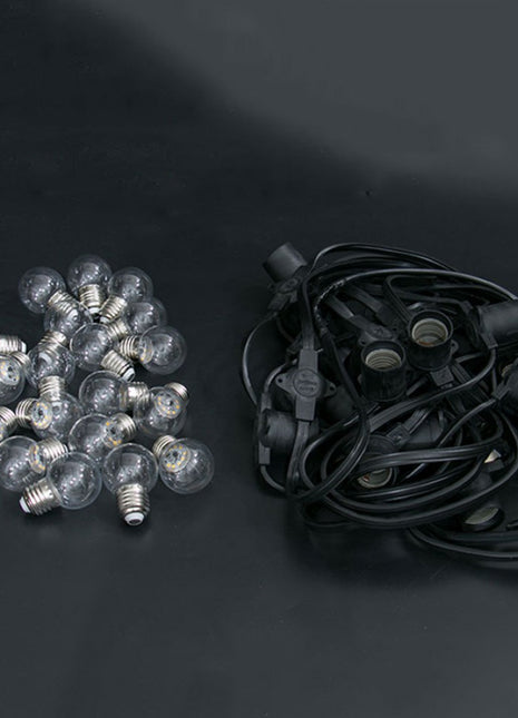 Kabel 100M mit 300 Fassungen E27 aus max. 15W, Schwarzes Kabel, für Außen