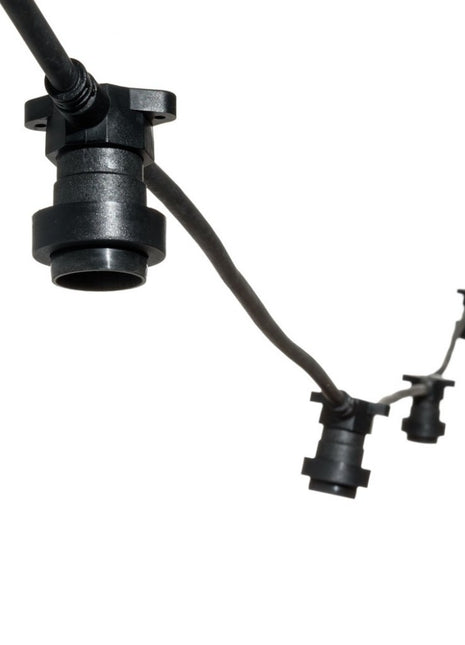 Kabel 10M mit 20 Fassungen E27 max. 15W, Schwarzes Kabel, Verbindbar max. 1000W, für Außen