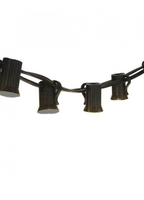 Kabel 7,5M mit 25 Fassungen E12, Schwarzes Kabel, Verbindbar max. 700W, für Außen