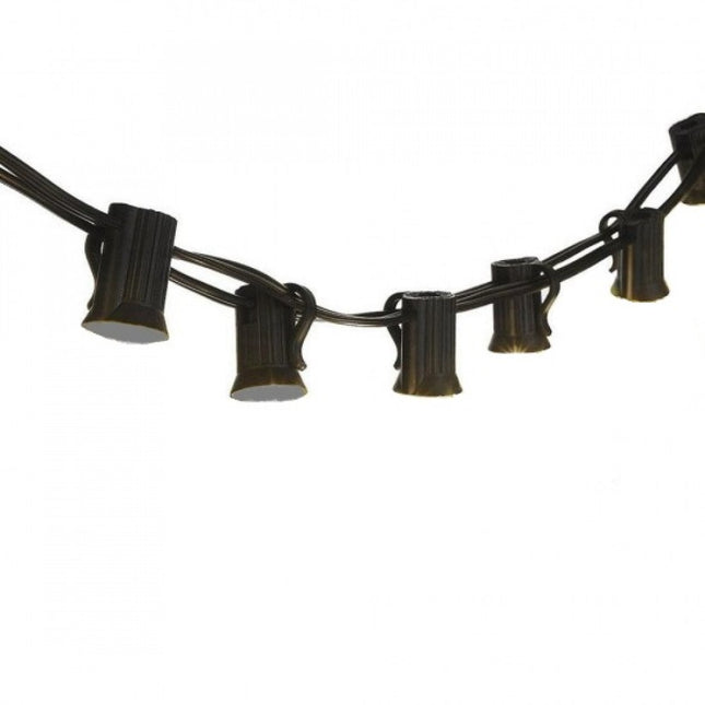 Kabel 7,5M mit 25 Fassungen E12, Schwarzes Kabel, Verbindbar max. 700W, für Außen