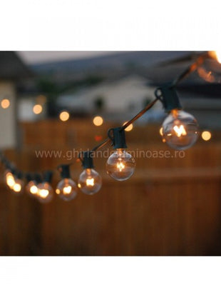 Kabel 7,5M mit 25 Fassungen E12, Schwarzes Kabel, Verbindbar max. 700W, für Außen